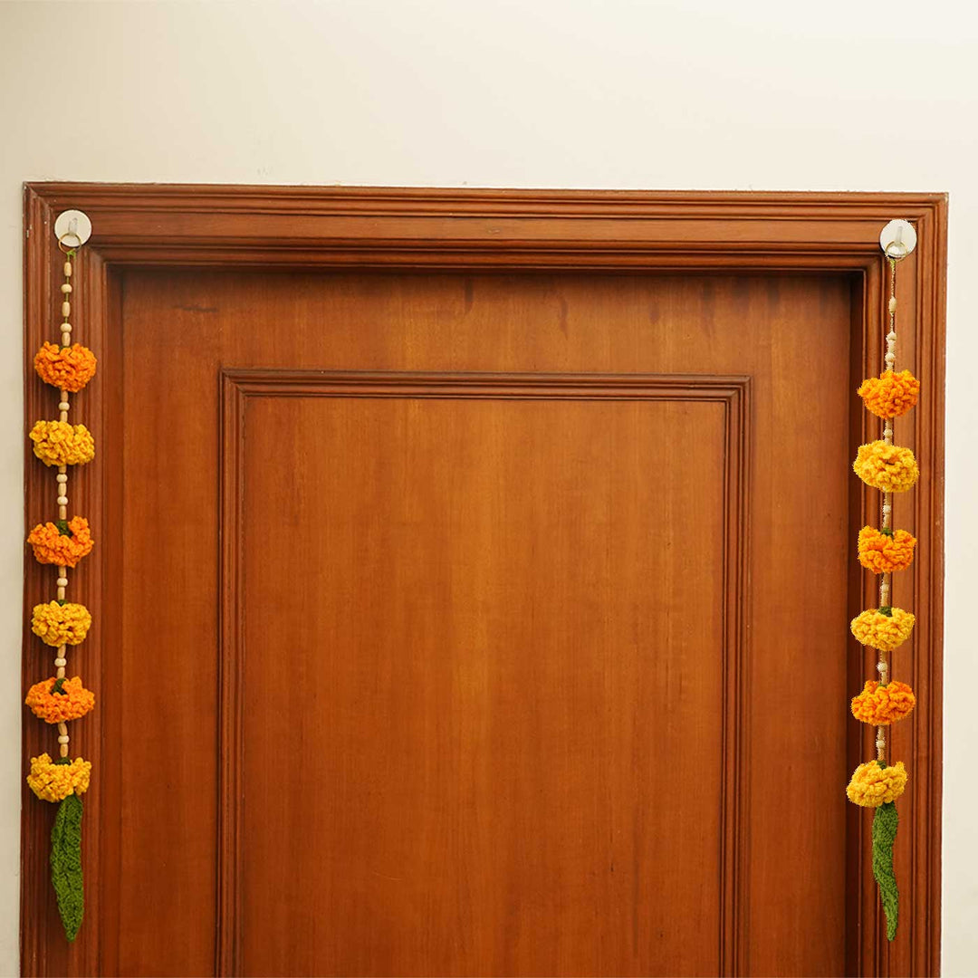 Handmade Ashok Patta & Marigold Flower Crochet Hanging