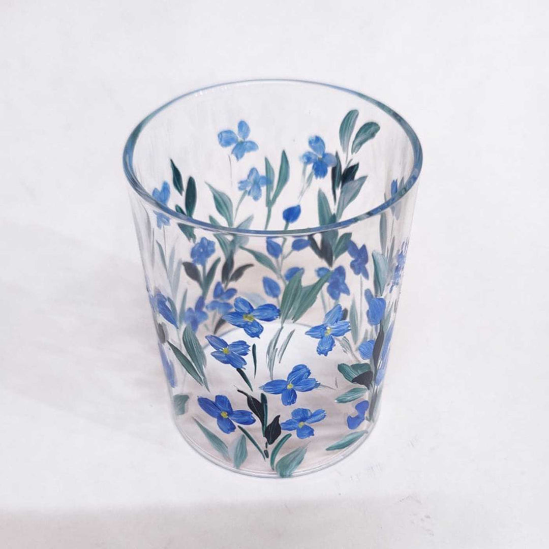 Hand Painted Floral Glass Candle Holder