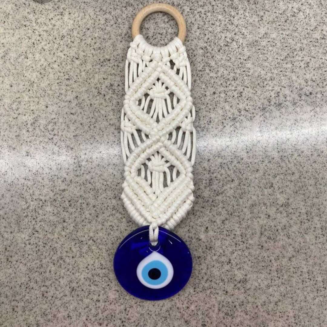 Macrame White Evil Eye Jute Hanging