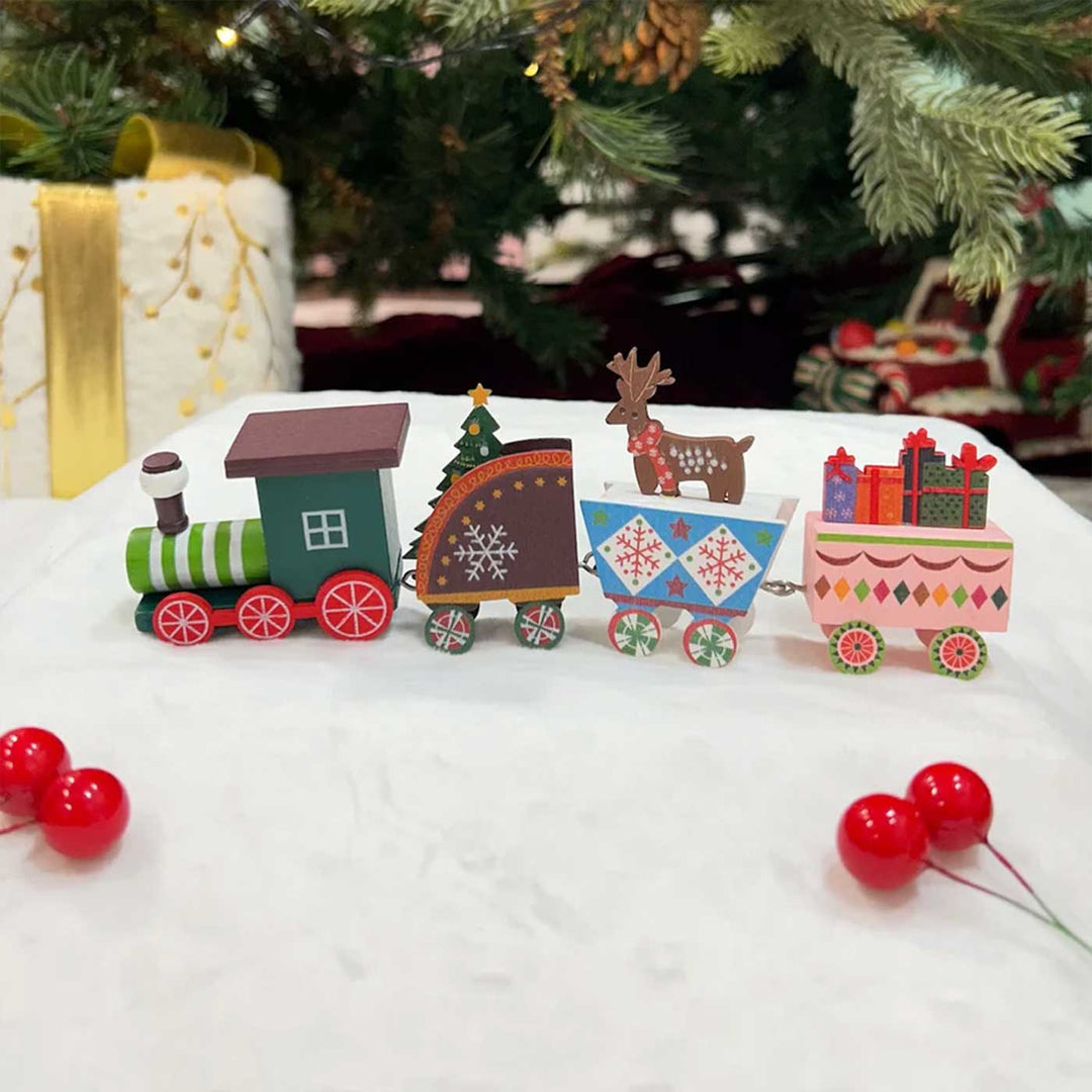 Jingle Bell Express Train Wooden Table Decor For Christmas Decoration