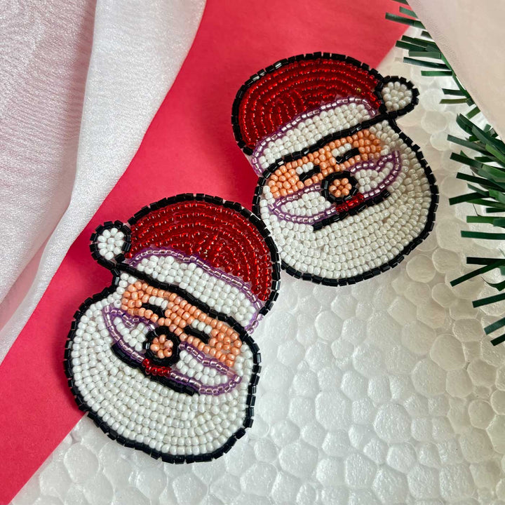 Handmade Santa Beaded Earrings | Secret Santa Gift Ideas