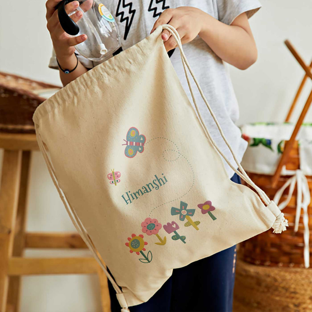 Personalized Flower Power Theme Cotton Backpack