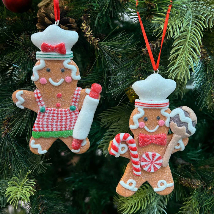 Handmade Gingerbread Baking Memories Clay Ornaments For Christmas Tree Decoration | Set Of 2