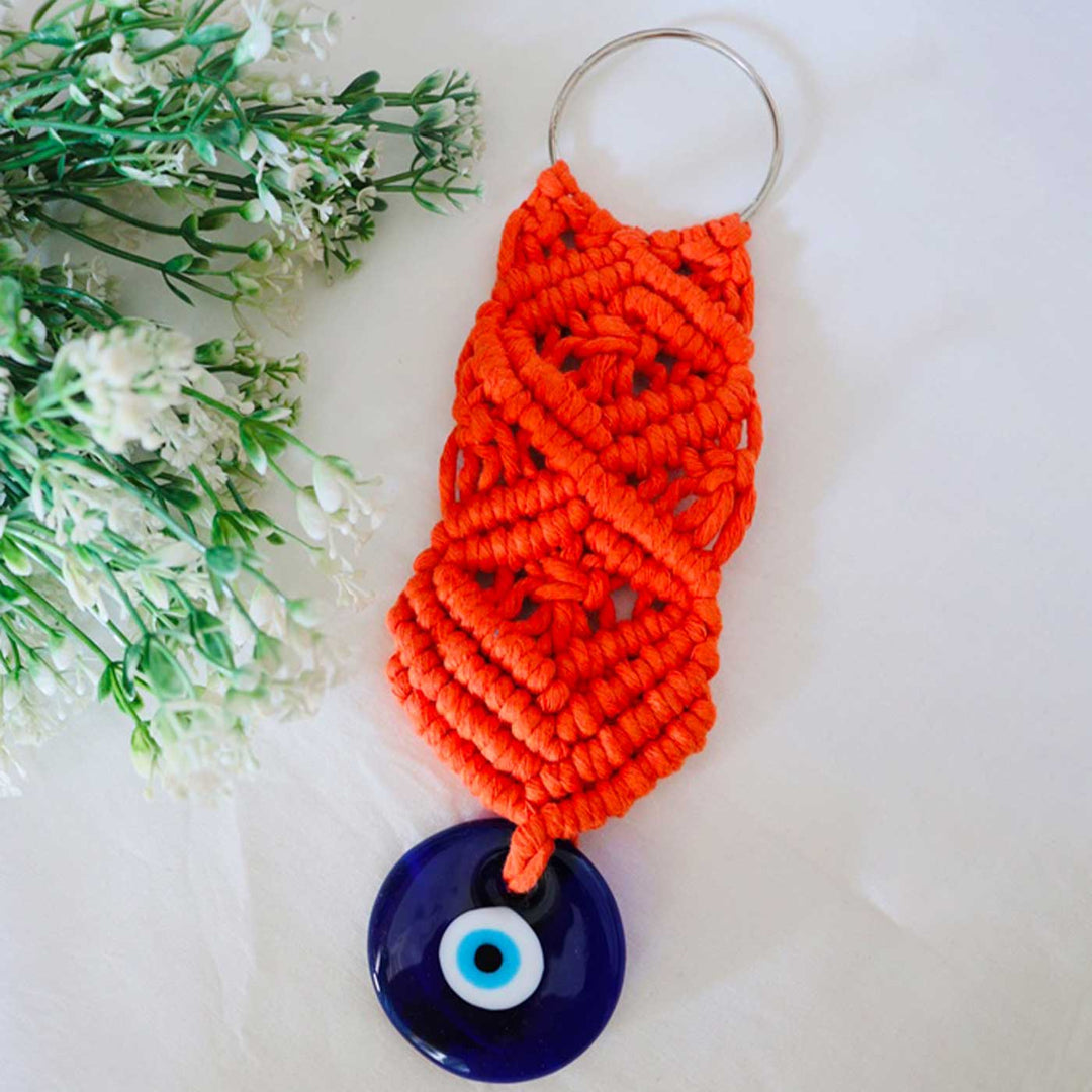 Macrame Orange Evil Eye Hanging