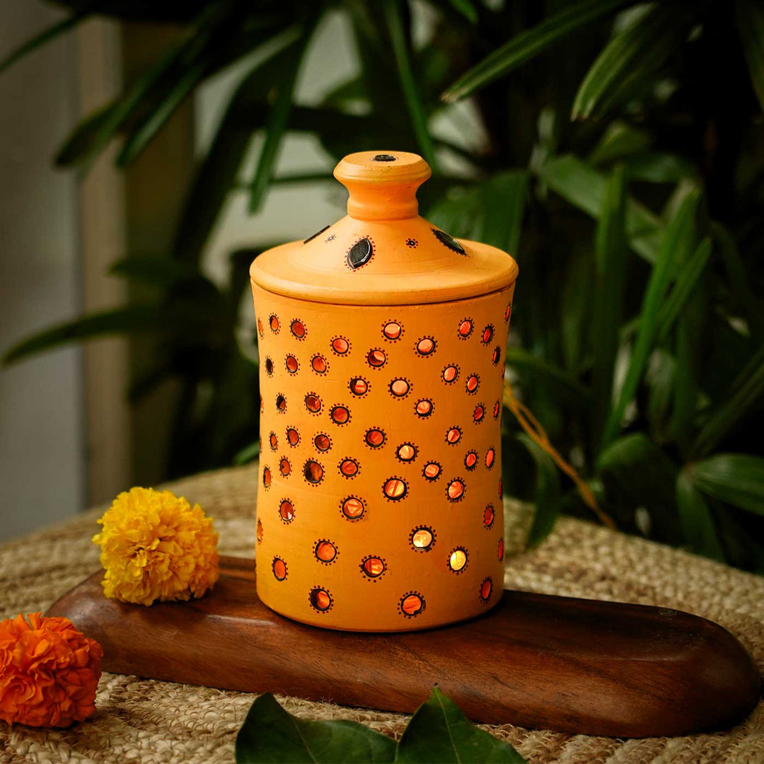 Handmade Yellow Jar Terracotta Oil Lamp / Diya