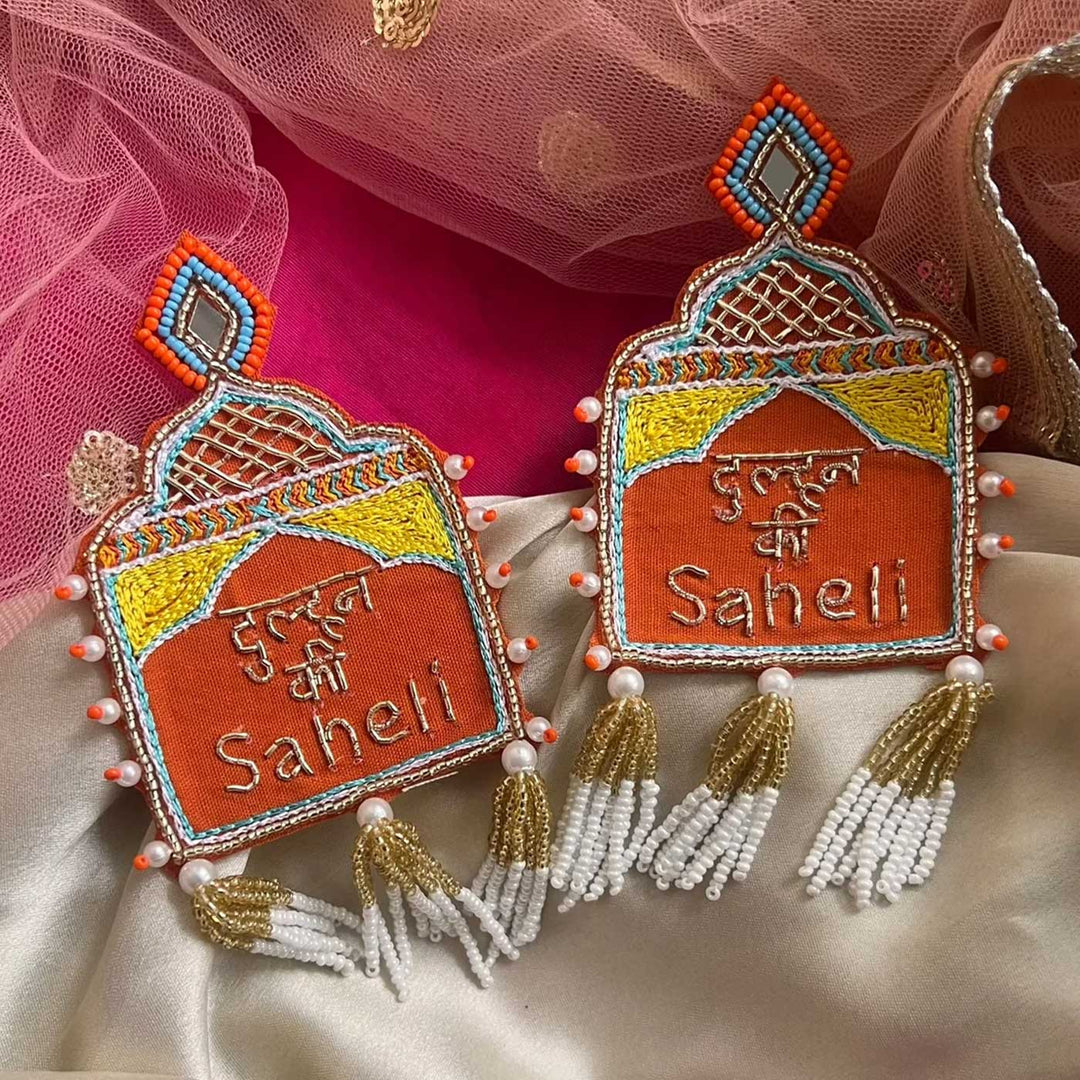 Handmade "Dulhan ki Saheli" Beaded Earrings for Bride's Friend