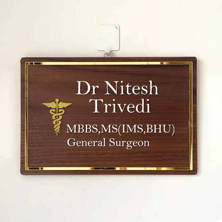 Personalised Wooden Name Plate For Doctor