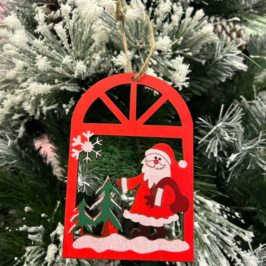 Handmade Santa With A Sack Wooden Ornaments For Christmas Tree Decoration