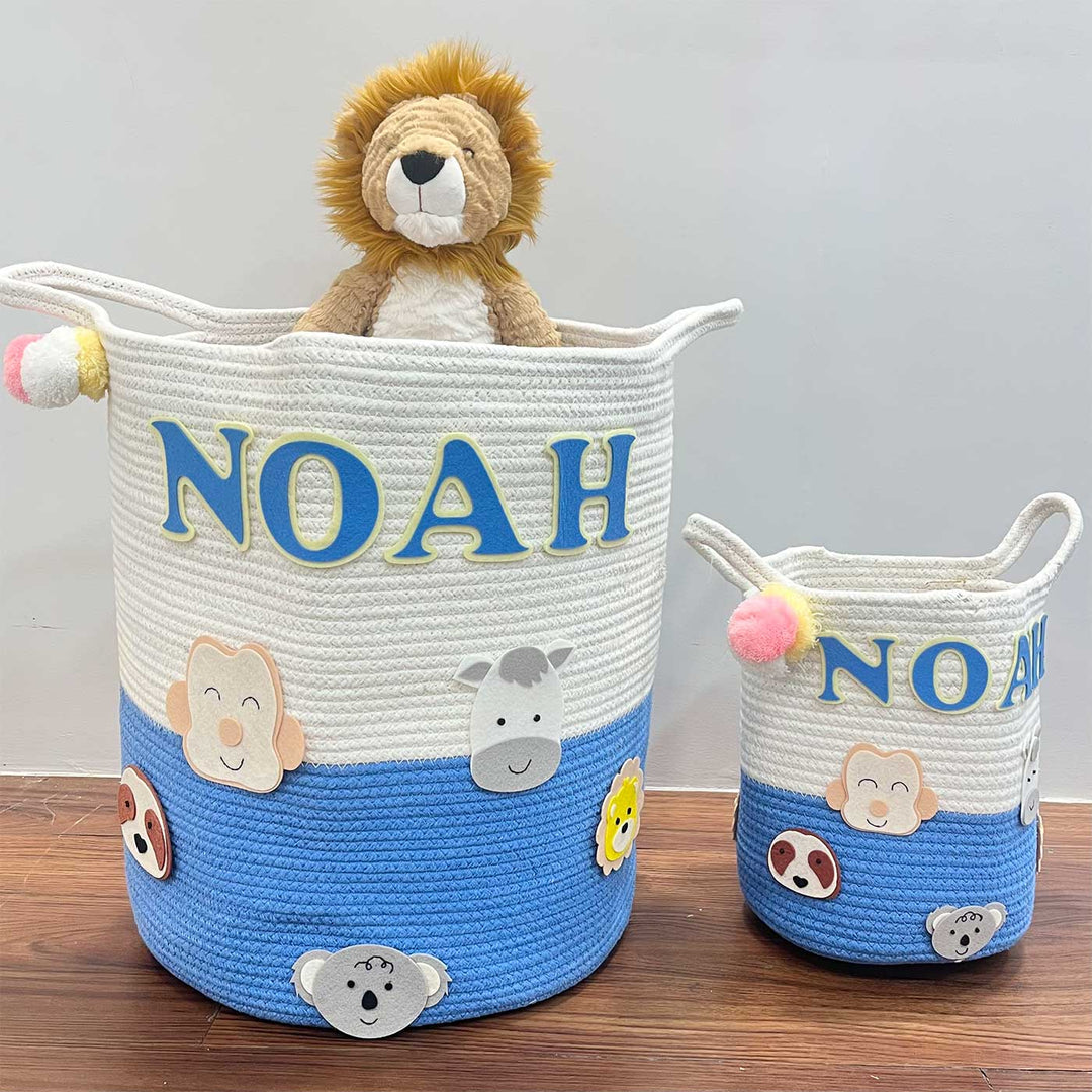 Personalized Handmade Animal Adventure Jute Basket For Kids