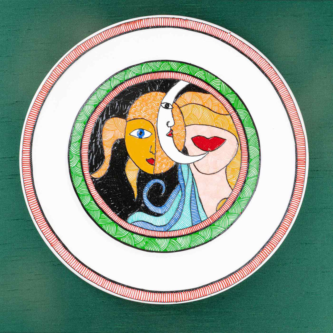 Handpainted Ceramic Wall Plate With Frame