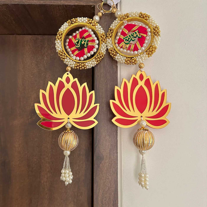 Handmade Decorative Bangles Shubh Labh Hanging With Hanging Lotus