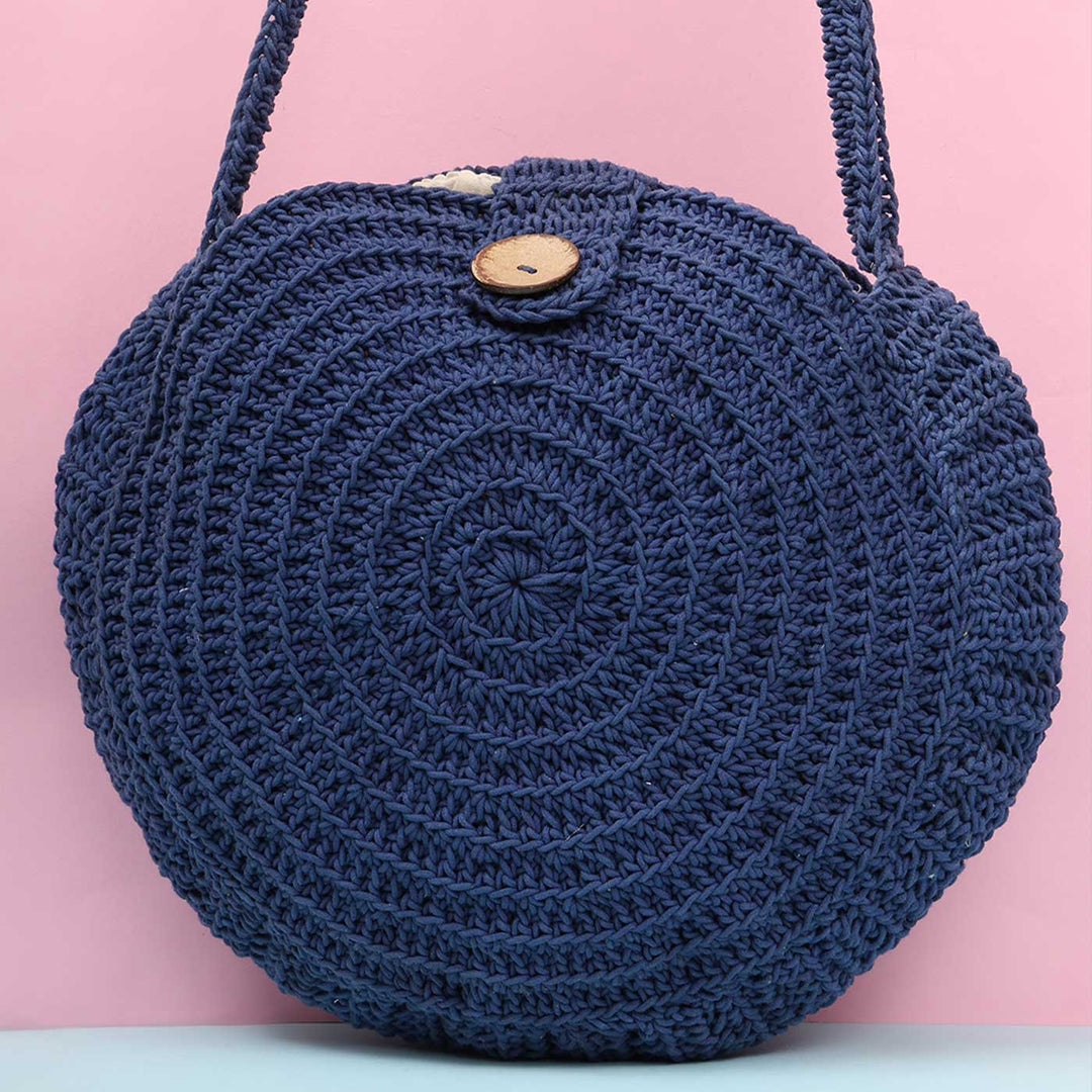 Handmade Crochet United Urbane Blue Crossbody Bag