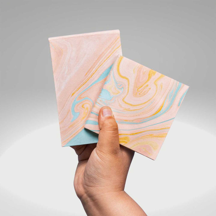 Handmade Unruled Small Blush Marble Notepad & Journal | 120 Gsm | Set Of 2