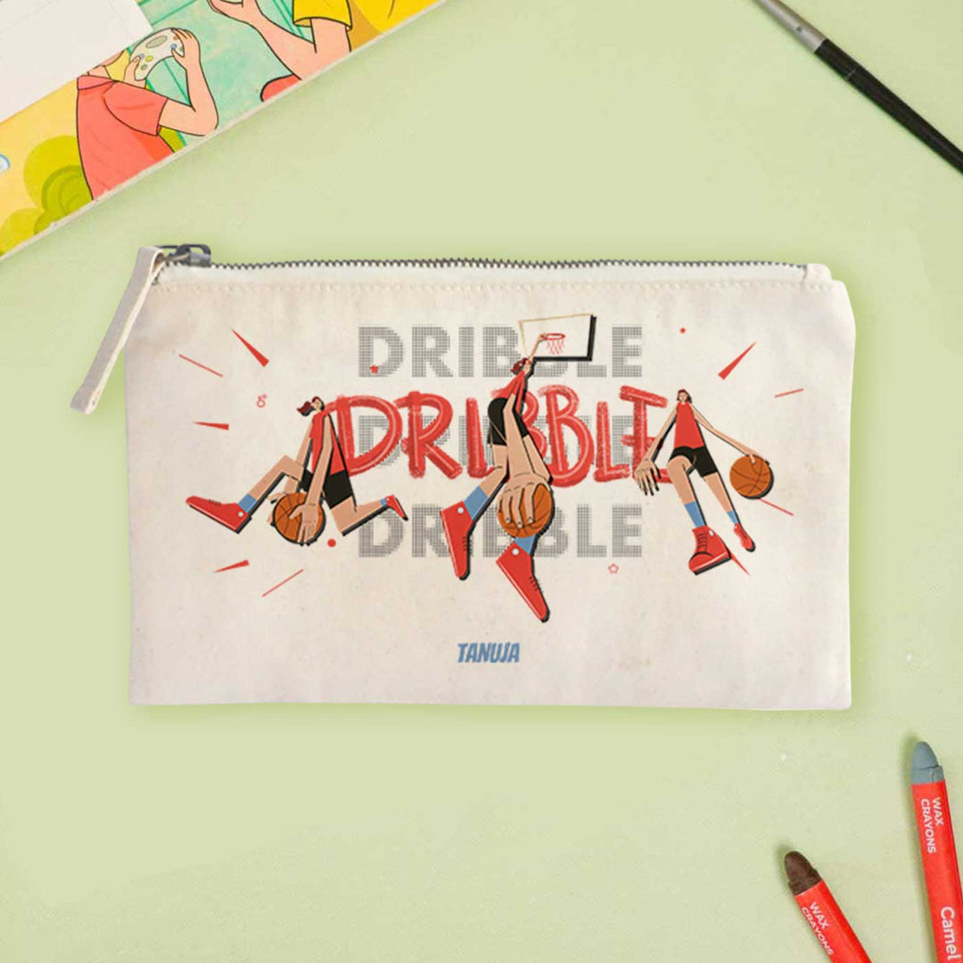 Personalized Basketball Fever Girl Theme Cotton Pencil Pouch