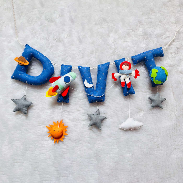 Handcrafted Personalized Space Themed Bunting For Kids