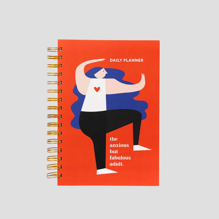 Anxious but Fabulous Undated Spiralbound Daily Planner | Habit & Wellness Tracker | 240 Pages