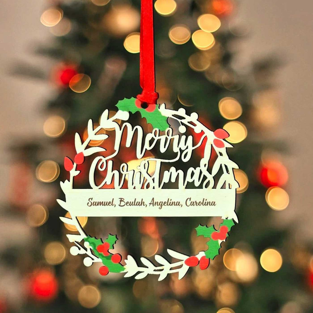 Personalized Wreath Wooden Ornament For Christmas Tree Decoration