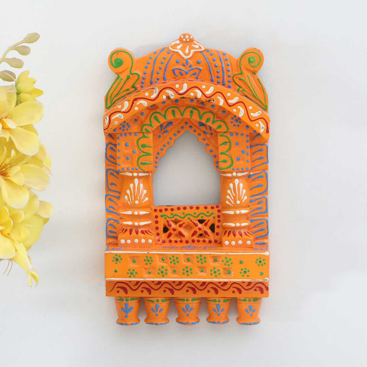 Handmade Traditional Light Orange Wooden Jharokha