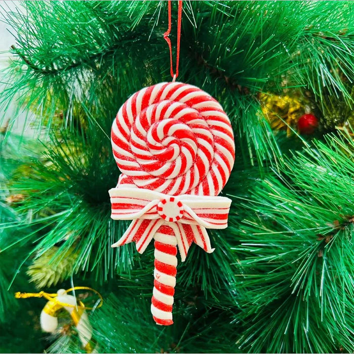 Handmade Red Lollipop Clay Ornaments For Christmas Tree Decoration