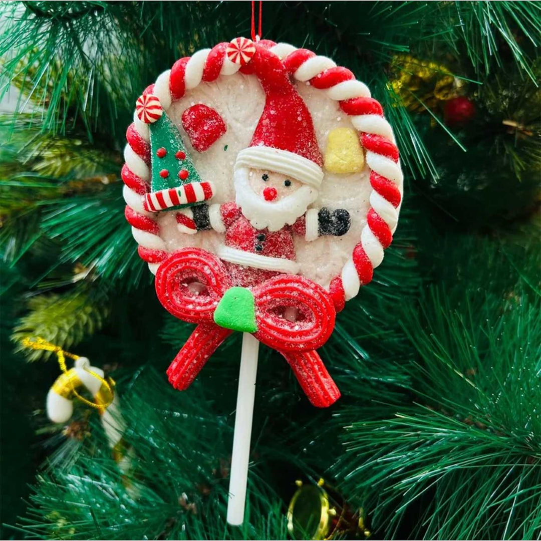 Handmade Santa Lolly Clay Ornaments For Christmas Tree Decoration