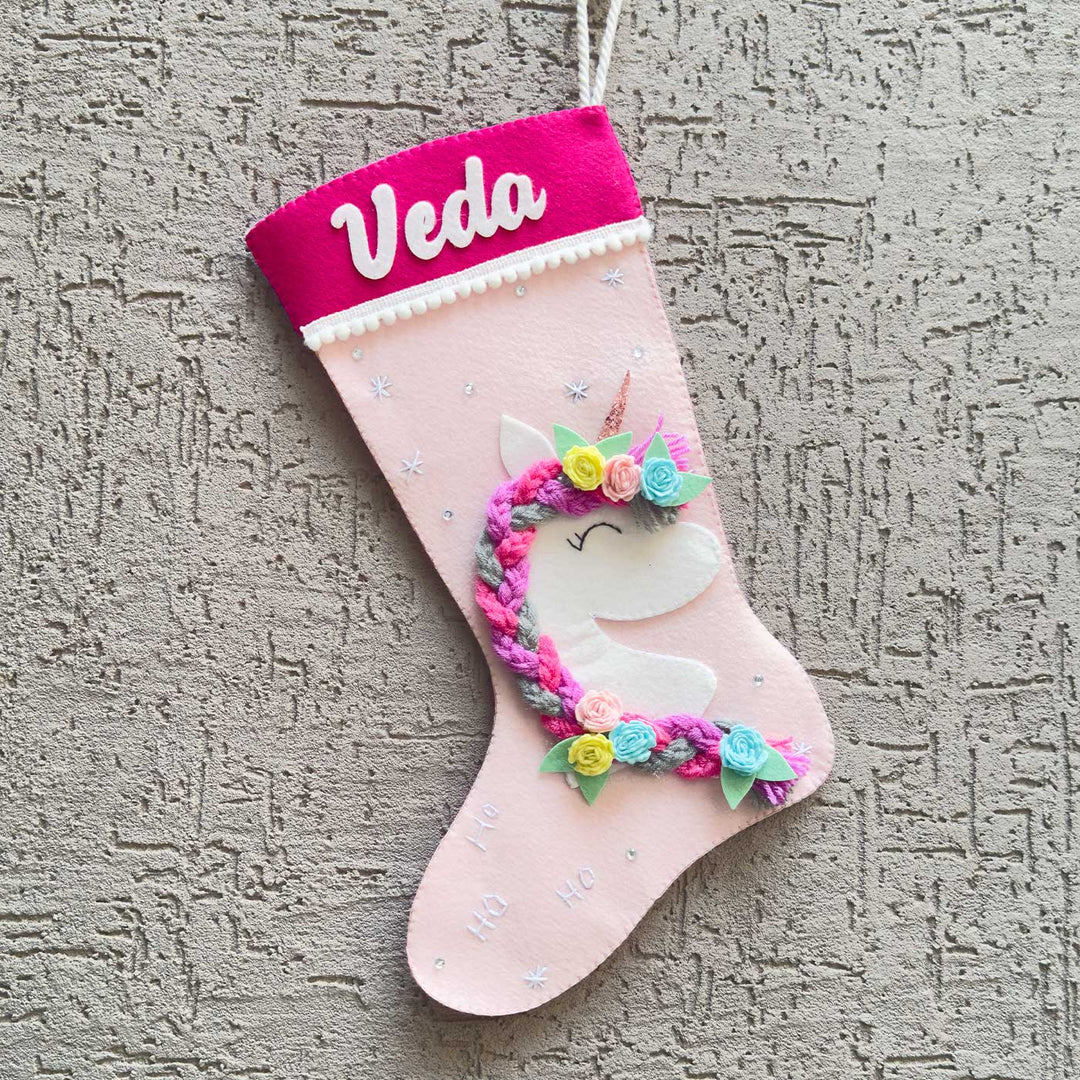 Personalized Unicorn Theme Felt Stockings For Christmas Decoration