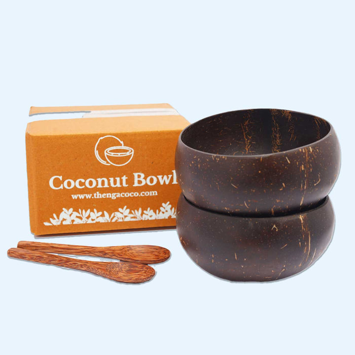 Eco-Friendly Handmade Jumbo Coconut Shell Bowl | Set of 2