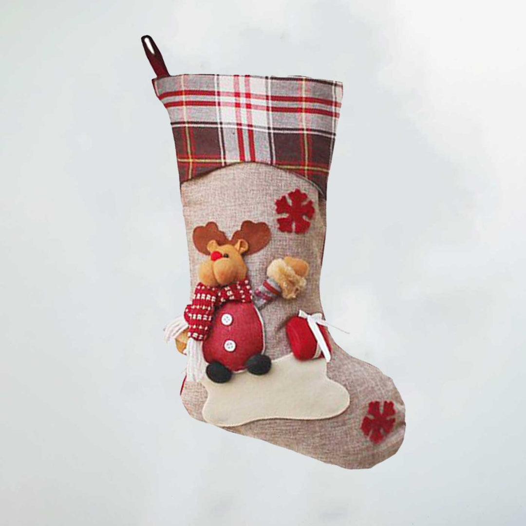 Handmade Rudolf Cotton Stockings For Christmas Decoration