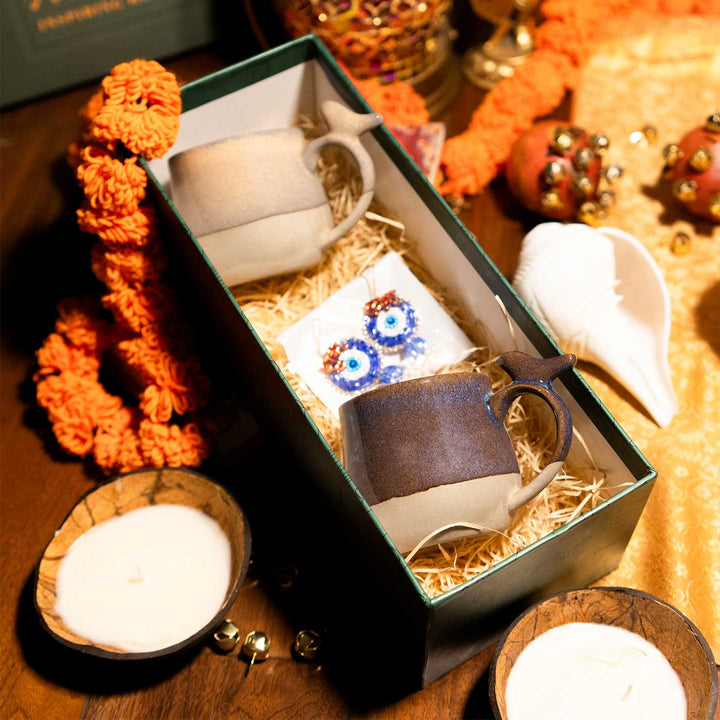 Premium Bird And Bloom Diwali Ceramic Gift Hamper | Set Of 3