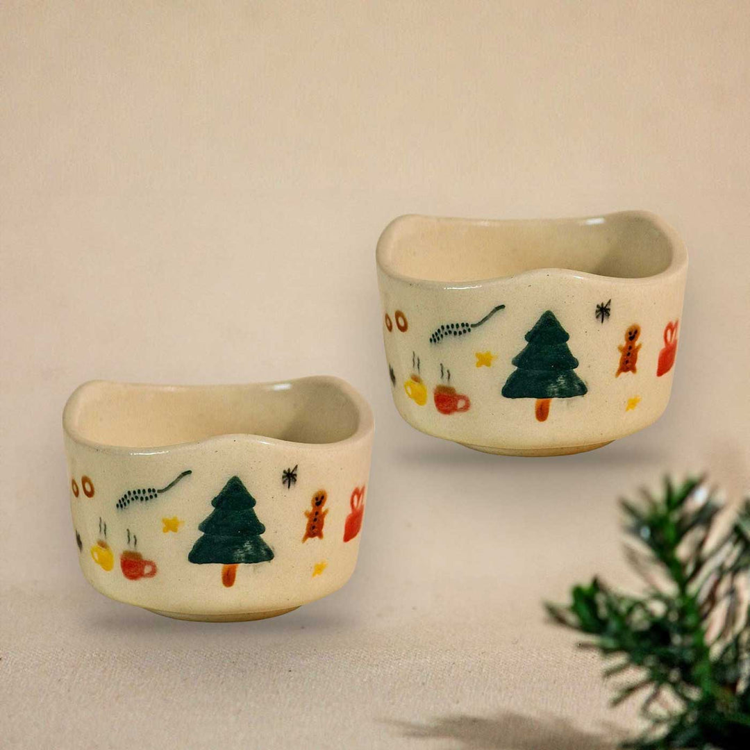 Handmade Christmas Dessert Ceramic Bowl For Christmas Table Decoration