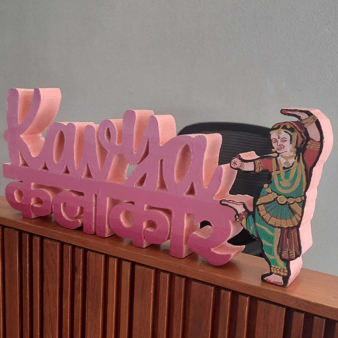 Personalized Handmade Kalakaar Wooden Cutout Name Plate For Girls