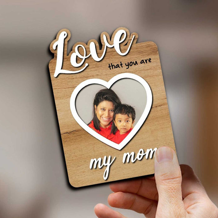 Photo Personalized Love You Mom Wooden Fridge Magnet