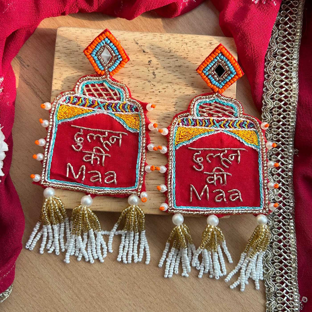 Handmade "Dulhan ki Maa" Beaded Earrings for Bride's Mother