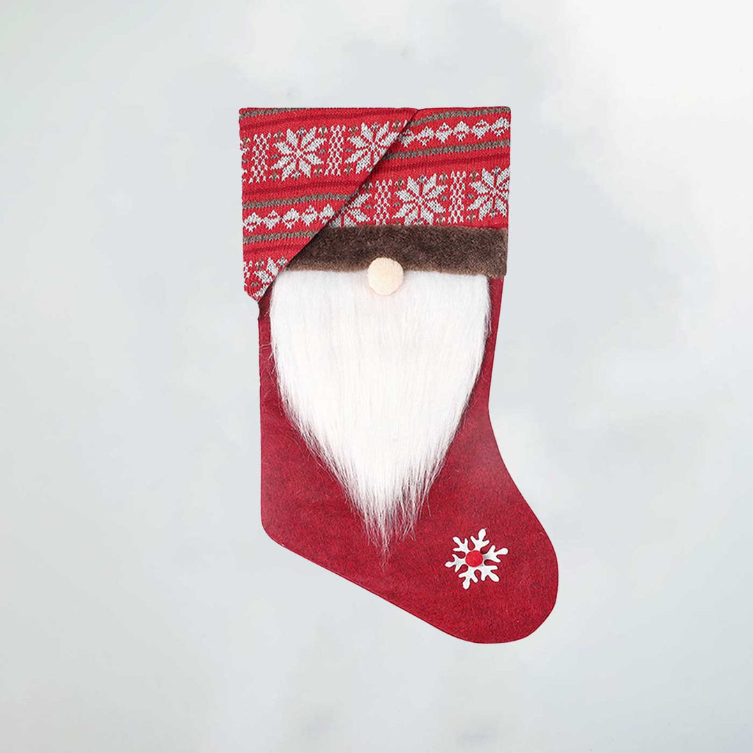 Handmade Beardy Gnome Cotton Stockings For Christmas Decoration