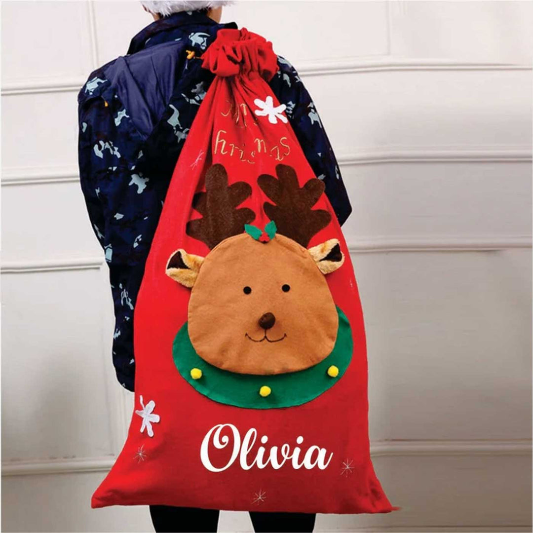 Personalized Reindeer Extra Large Felt Gift Sack | Xmas Gifting Ideas