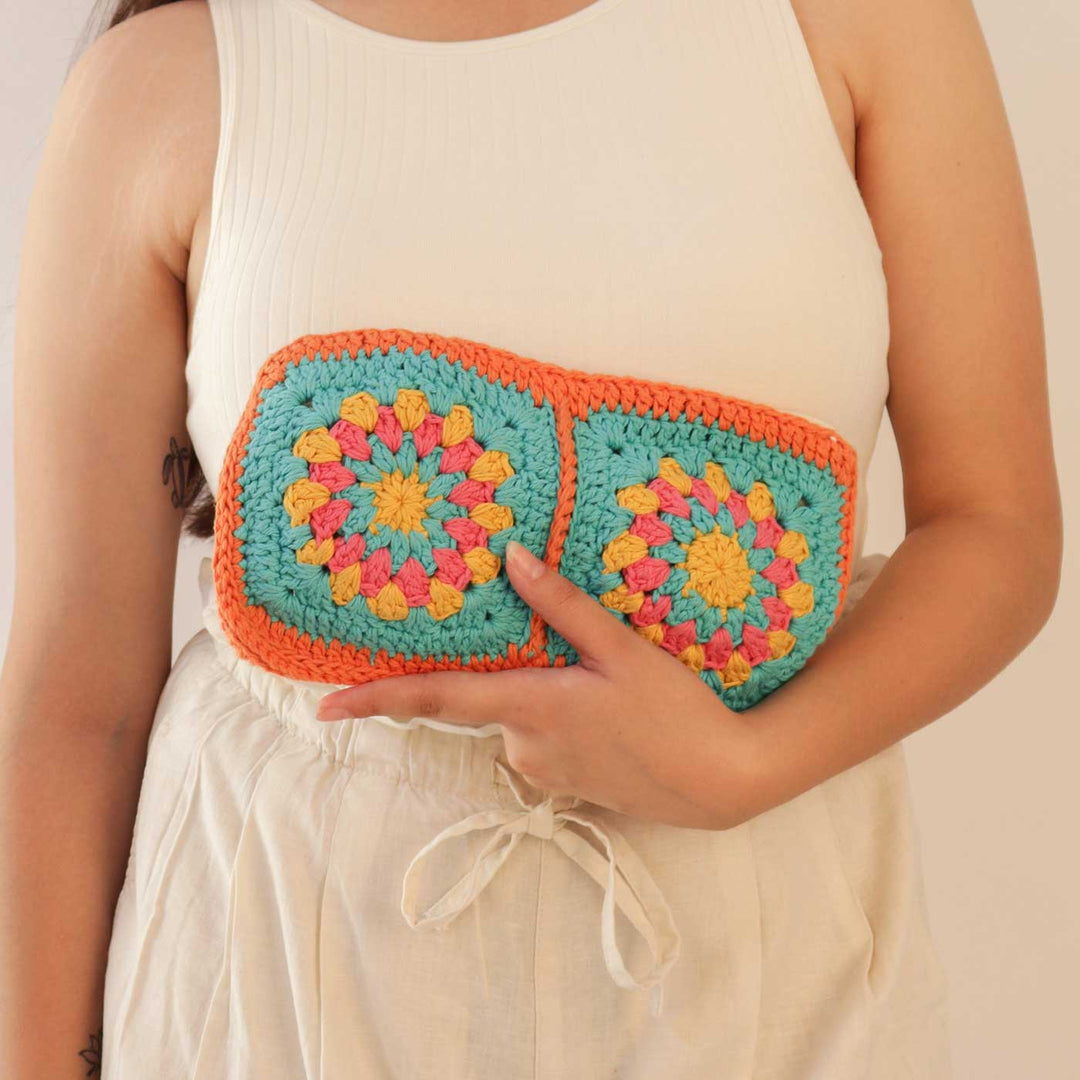 Handmade Crochet Granny Patch Pouch