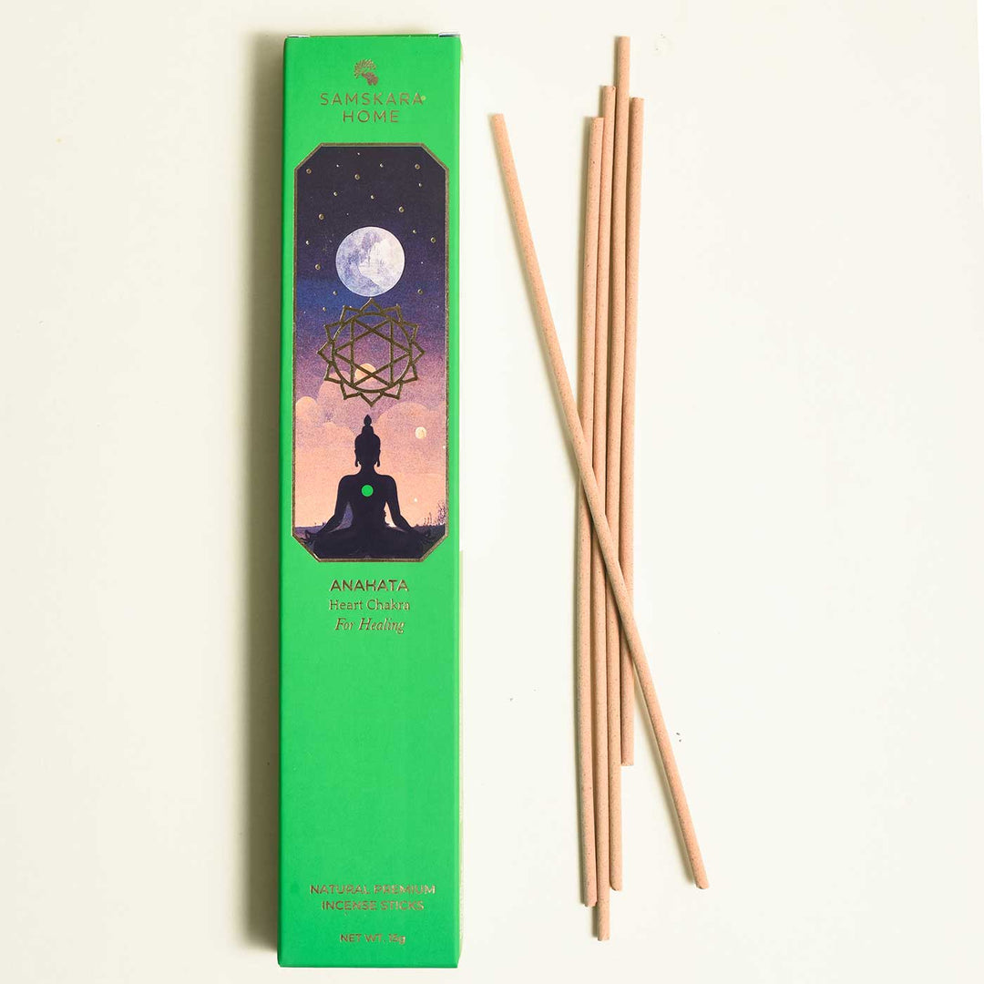 Handmade Anahata - Heart Chakra Natural Bamboo Free Incense Stick / Agarbatti | Set Of 15