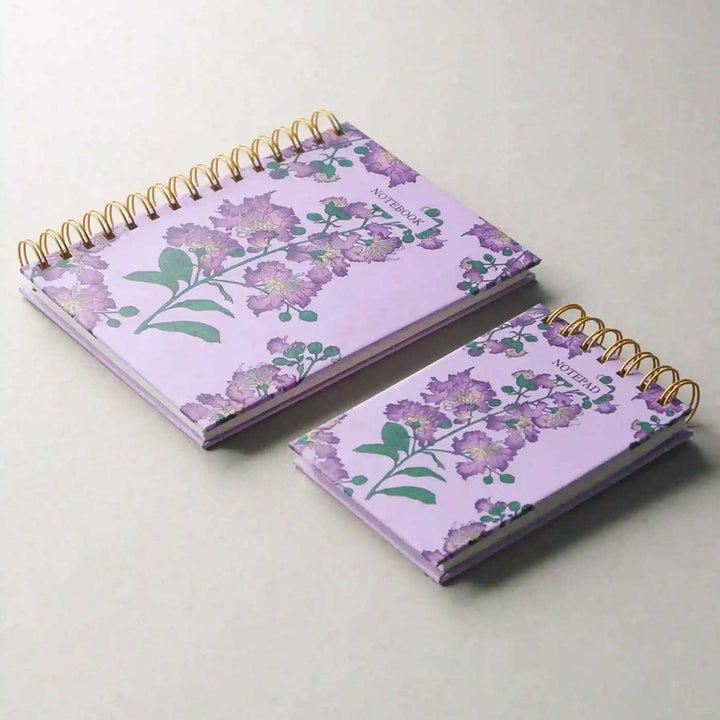 Handmade Jarul Lavender Spiral Notebook and Notepad Set | 80 Pages