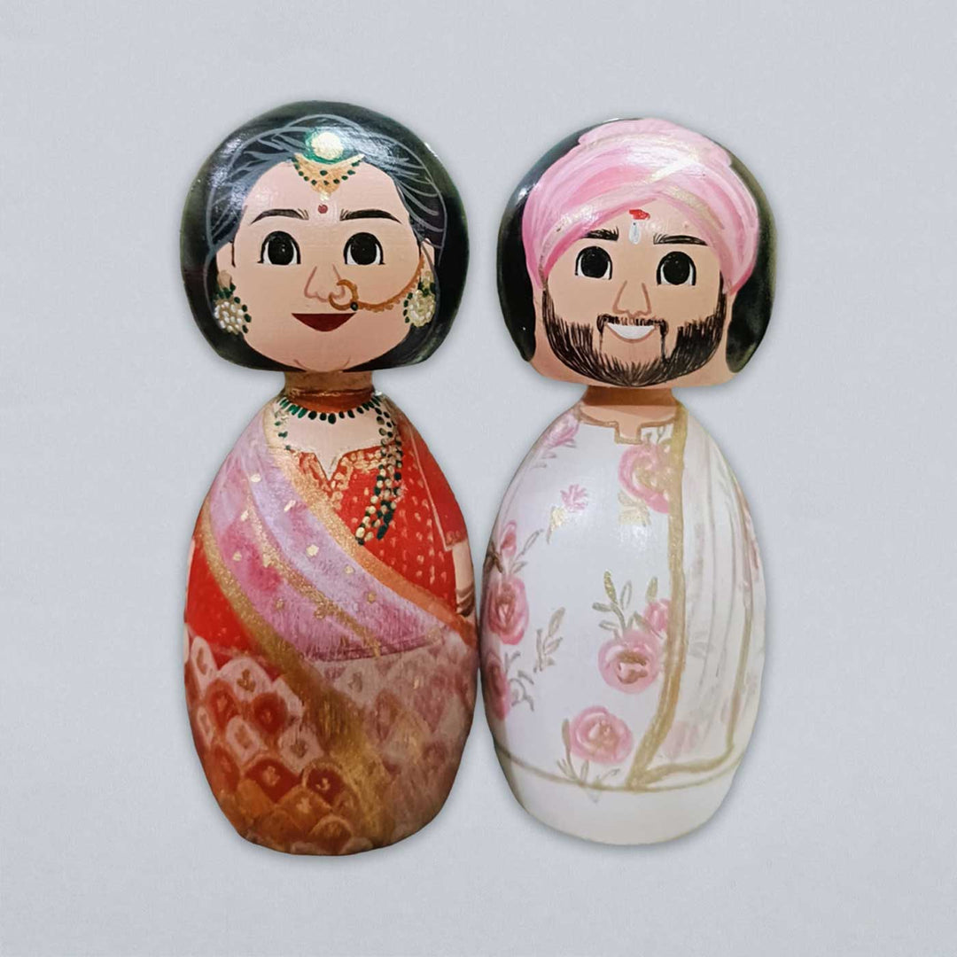 Photo Personalized Wooden Wedding Dolls For Couples