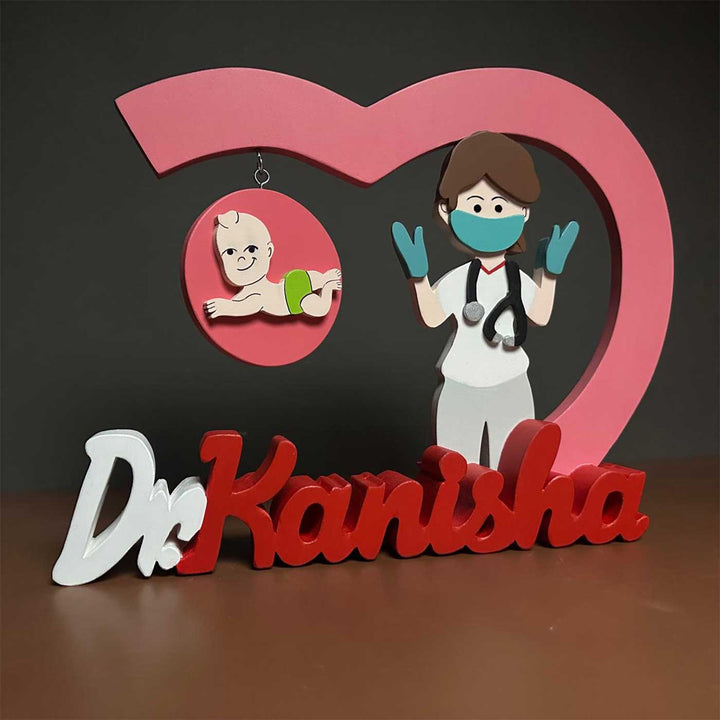 Personalized Pediatrician MDF Wood Desk Name Plate