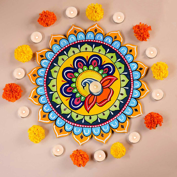 Handmade Placemat Wooden Rangoli