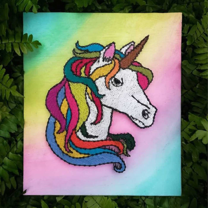 Handmade String Art Unicorn Theme Mdf Wood Decorative Plaque