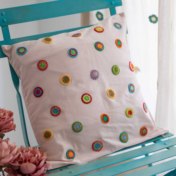 Handmade Prakriti Spring Drops Cushion Cover | 16 inch