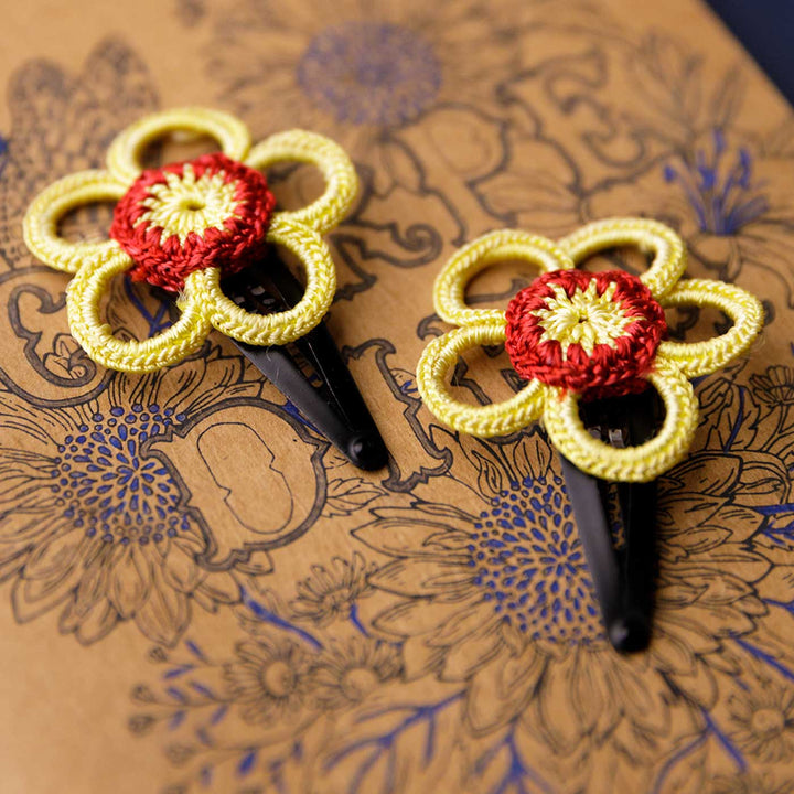 Handmade Red Dahlia Flower Hair Clips | Set of 2