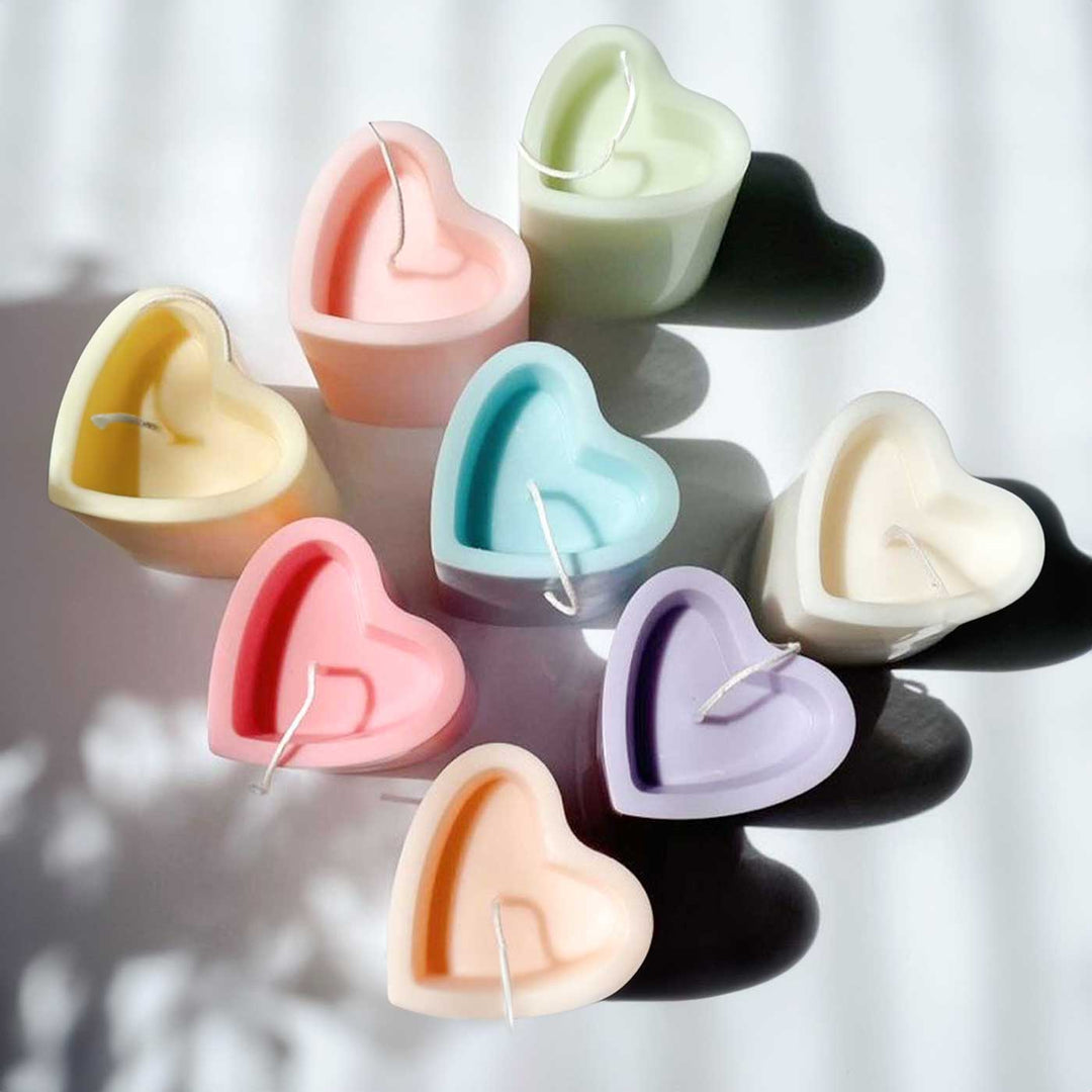 Handmade Heart Shaped Soy Wax Pillar Candles | Set Of 2