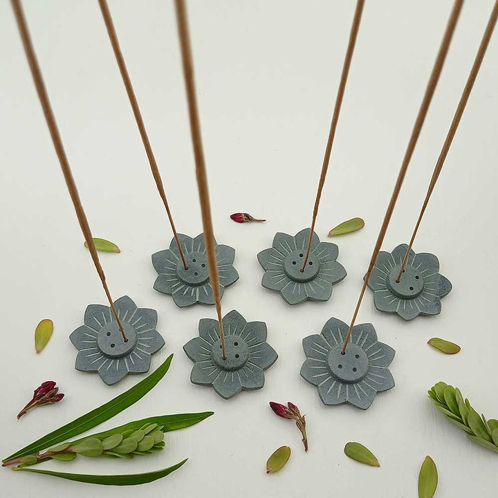 Handmade Handmade Grey Gizeh Artistic Soapstone Incense Stick Holder | Set Of 6