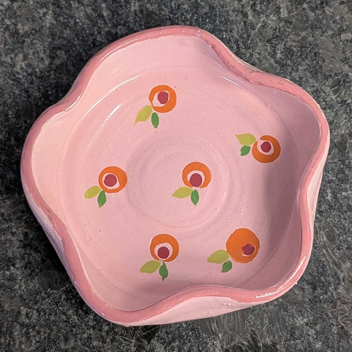 Hand-Painted Orange Theme Terracotta Trinket Tray