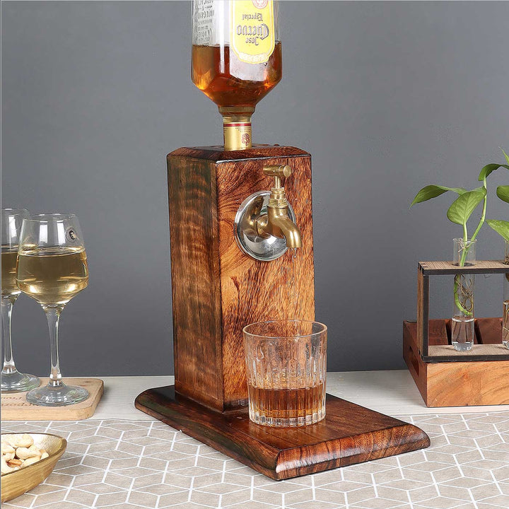 Handmade Wood & Brass Scotch Dispenser