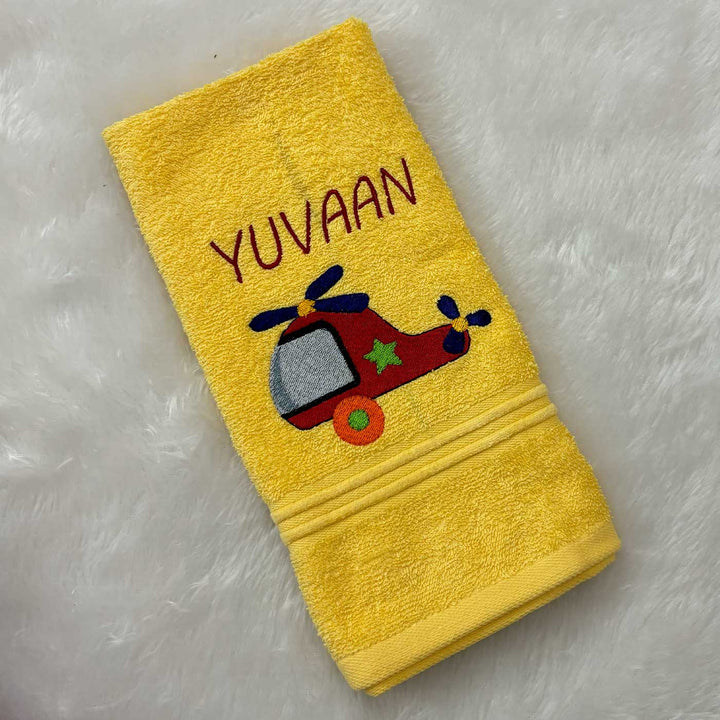 Personalized Embroidered Helicopter Design Cotton Hand Towel