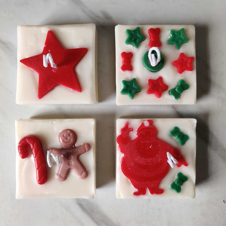 Handmade X-Mas Wax Candle For Christmas Decoration | Set of 4