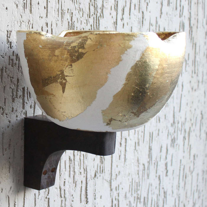 Handmade Gold White Terracotta Wall Lamp